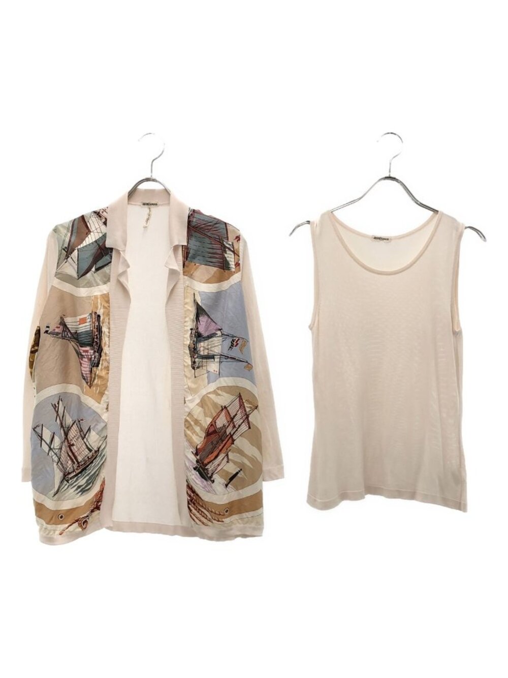 Hermes Martin Margiela Era Ensemble Sail Aesthetic Silk Knit Contrast Cardigan